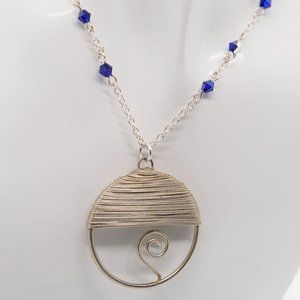 Blue Spiral Wrap Necklace